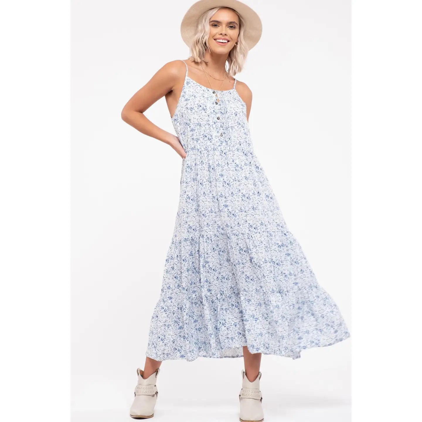 JESSIE FLORAL TIERED MIDI DRESS