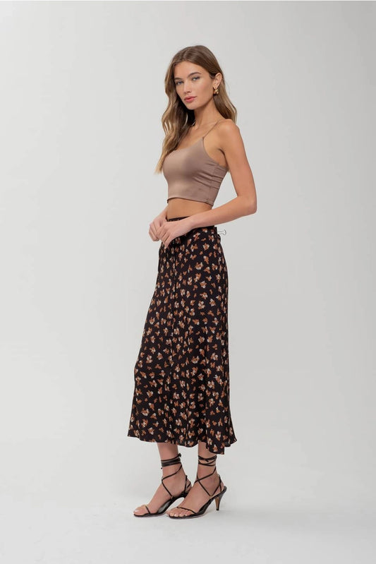 JOY FLORAL BUTTON FRONT MIDI SKIRT