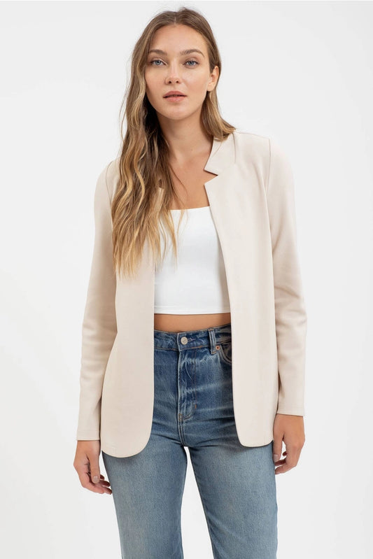 KACEY NOTCH COLLAR BLAZER | OATMEAL