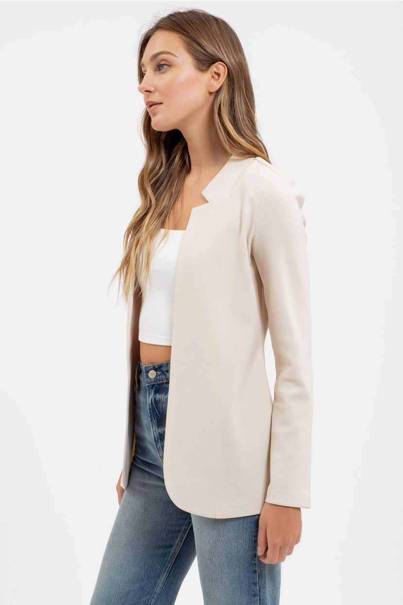 KACEY NOTCH COLLAR BLAZER | OATMEAL