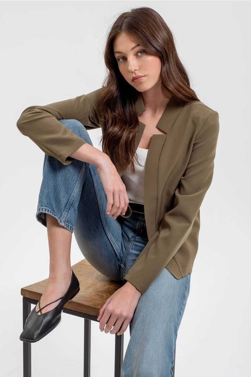 KACEY NOTCH COLLAR BLAZER | OLIVE