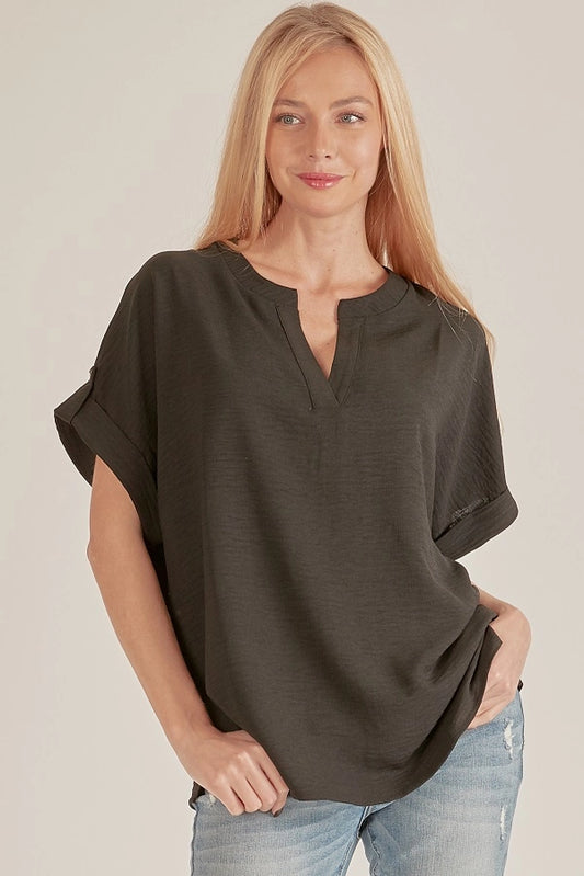 KAYLEE SHORT SLEEVE TOP | BLACK