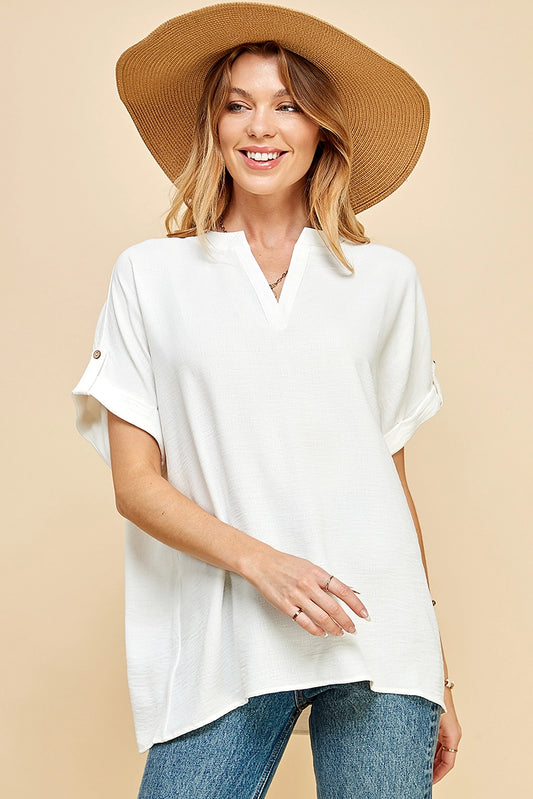 KAYLEE SHORT SLEEVE TOP | WHITE