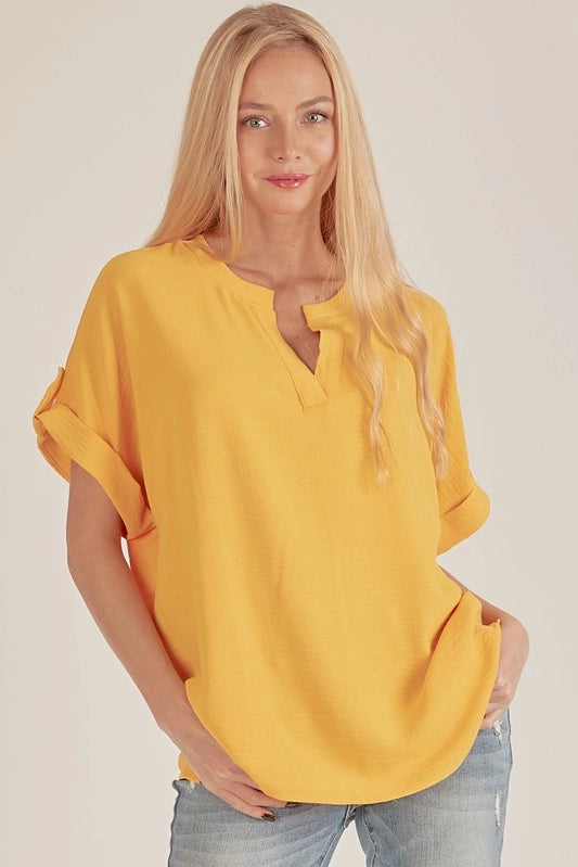 KAYLEE SHORT SLEEVE TOP | YELLOW