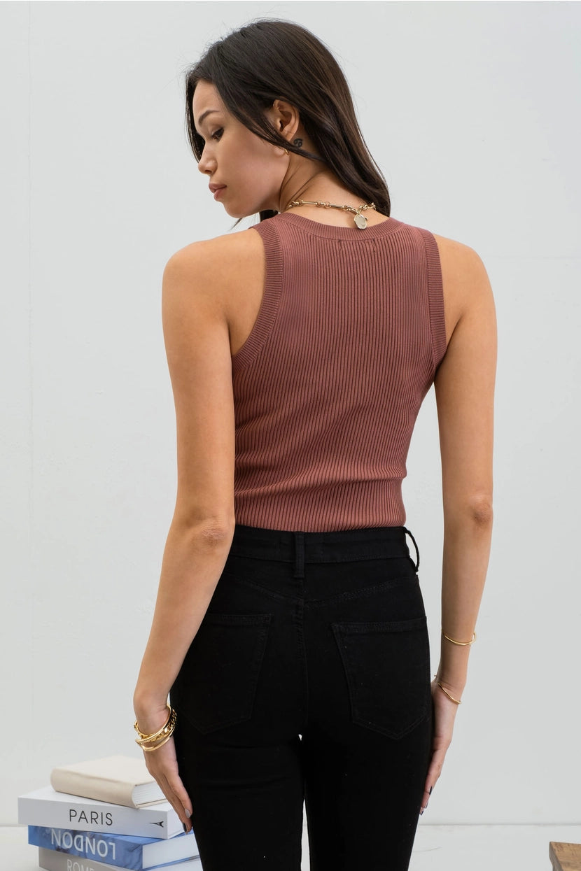 LAINA SWEATER KNIT TANK | RED BEAN