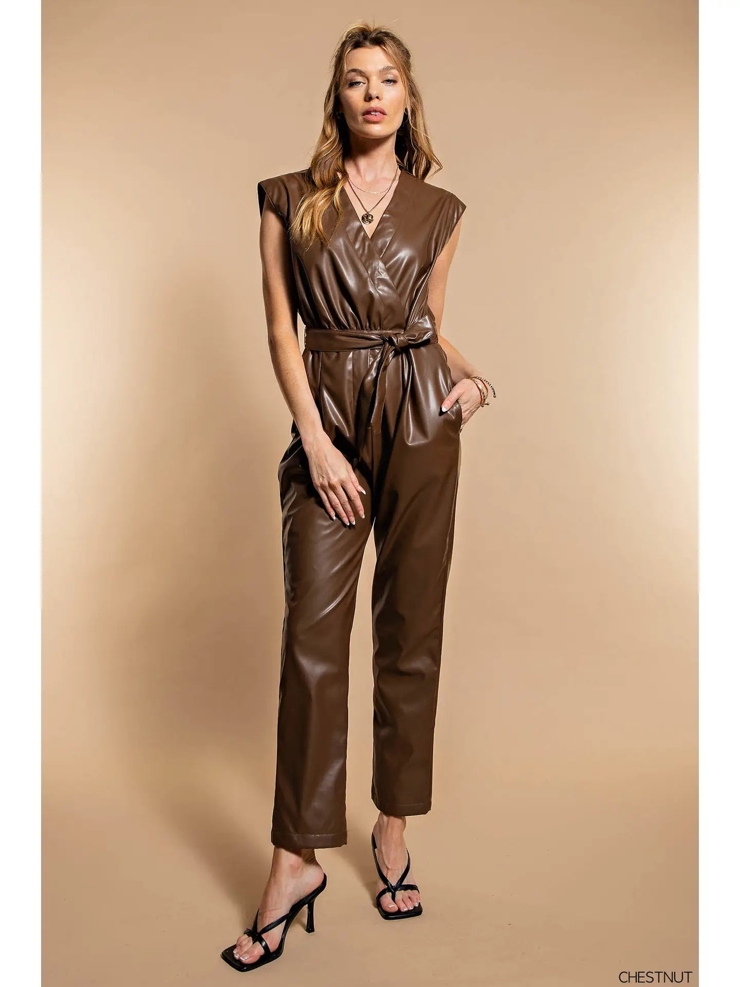 LILITH SLEEK & STYLISH VEGAN LEATHER JUMPSUIT