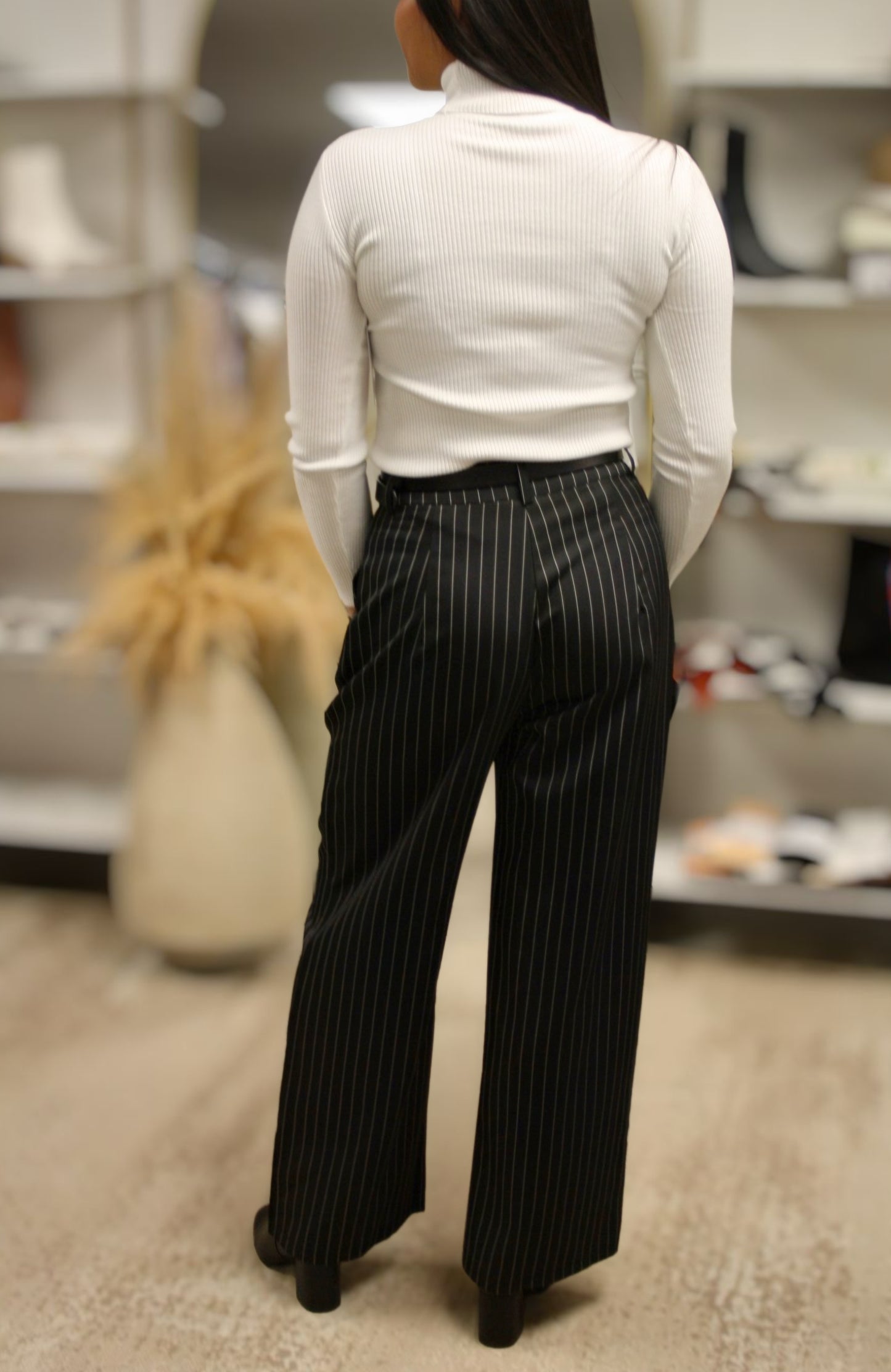 LOREN PINSTRIPE WIDE LEG PANTS