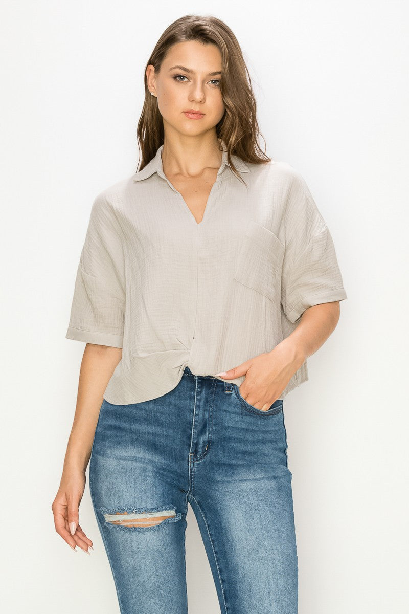 LYDIA TWISTED BOTTOM BLOUSE