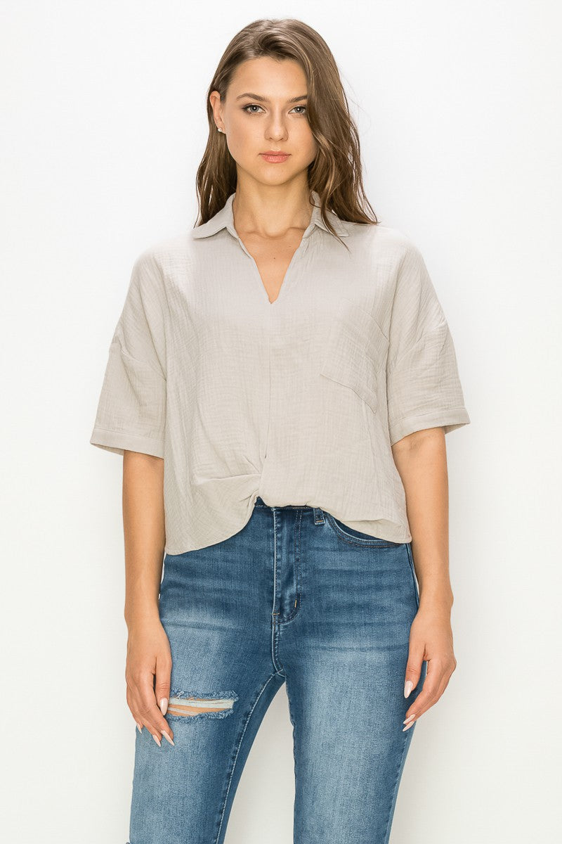 LYDIA TWISTED BOTTOM BLOUSE