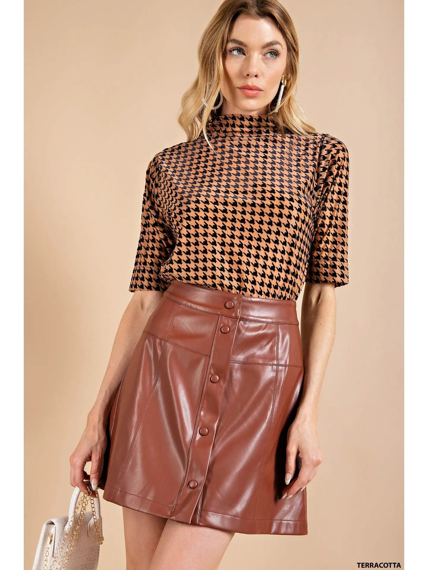 MARABELLA VEGAN LEATHER BUTTON FRONT SKIRT