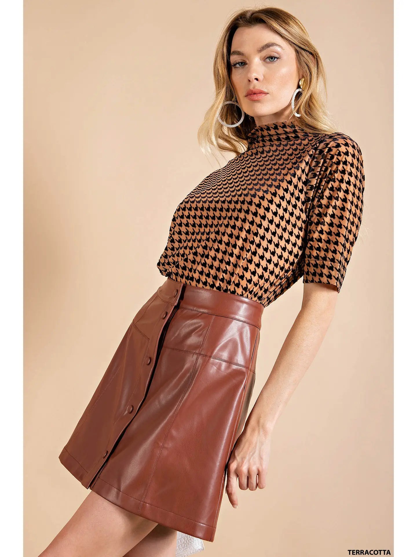 MARABELLA VEGAN LEATHER BUTTON FRONT SKIRT