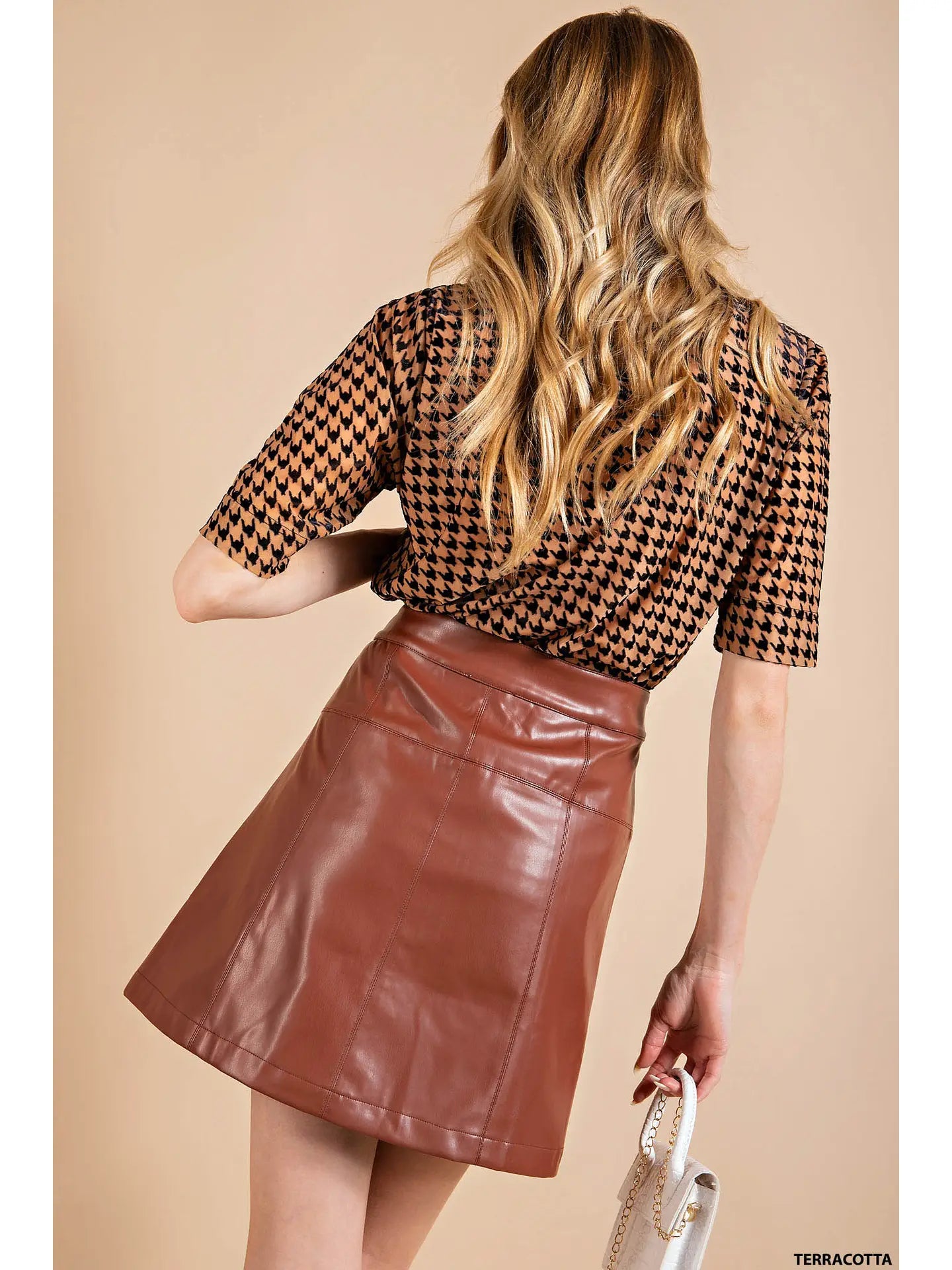 MARABELLA VEGAN LEATHER BUTTON FRONT SKIRT