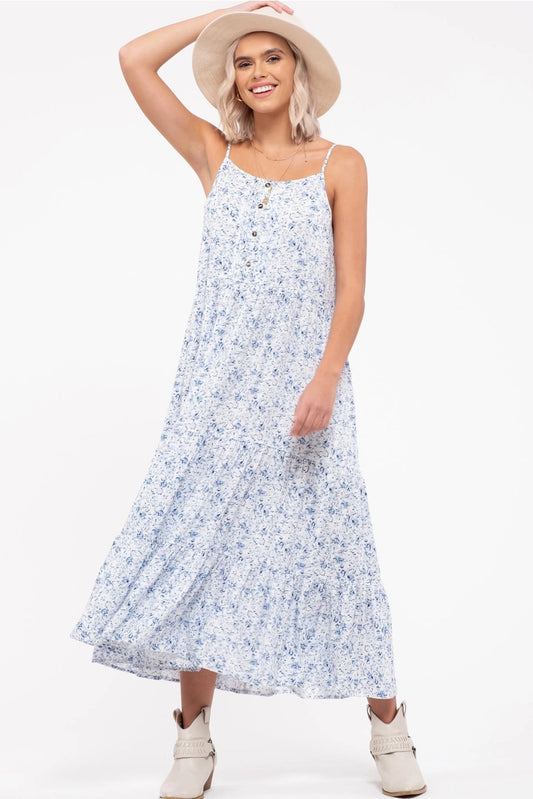 MIMI FLORAL TIERED MIDI DRESS