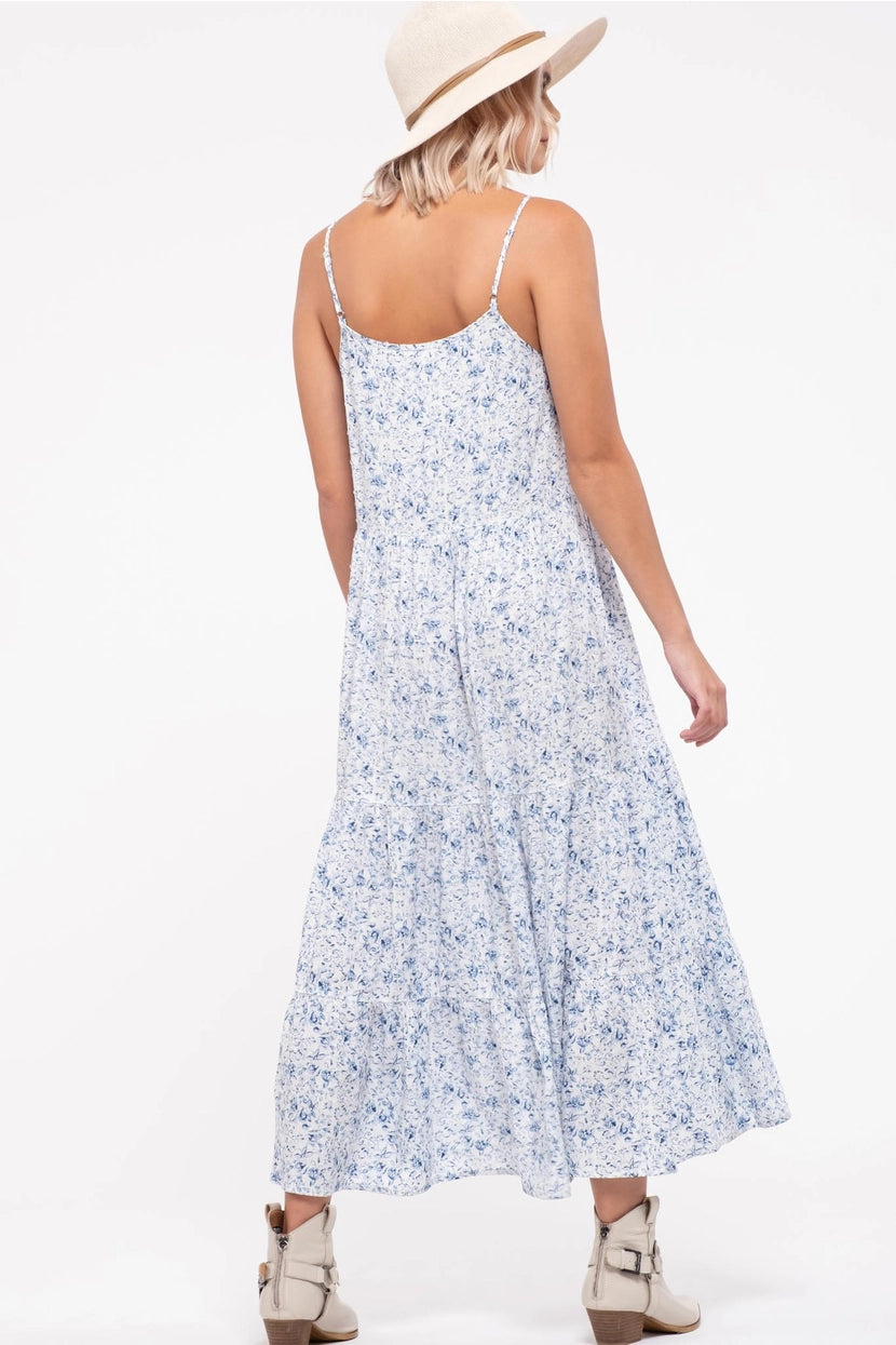 MIMI FLORAL TIERED MIDI DRESS