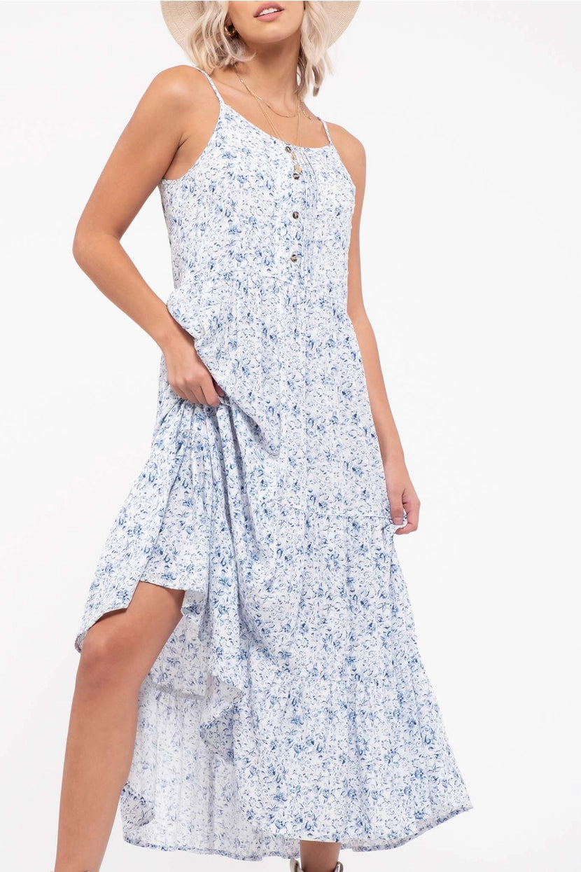 MIMI FLORAL TIERED MIDI DRESS