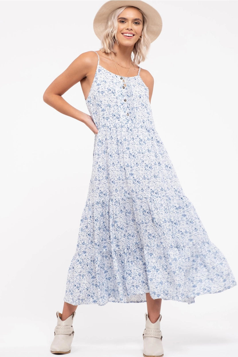 MIMI FLORAL TIERED MIDI DRESS