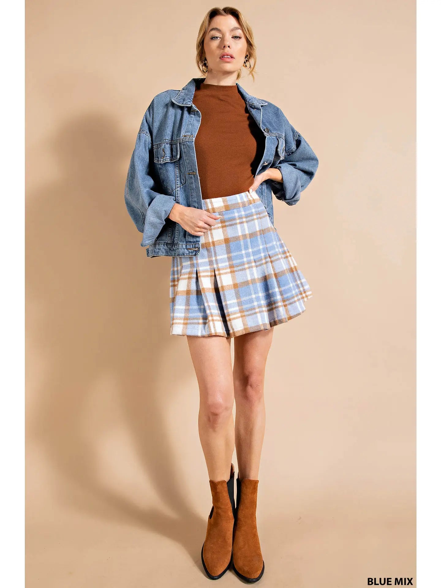 MINNIE PLAID PLEATED SKIRT