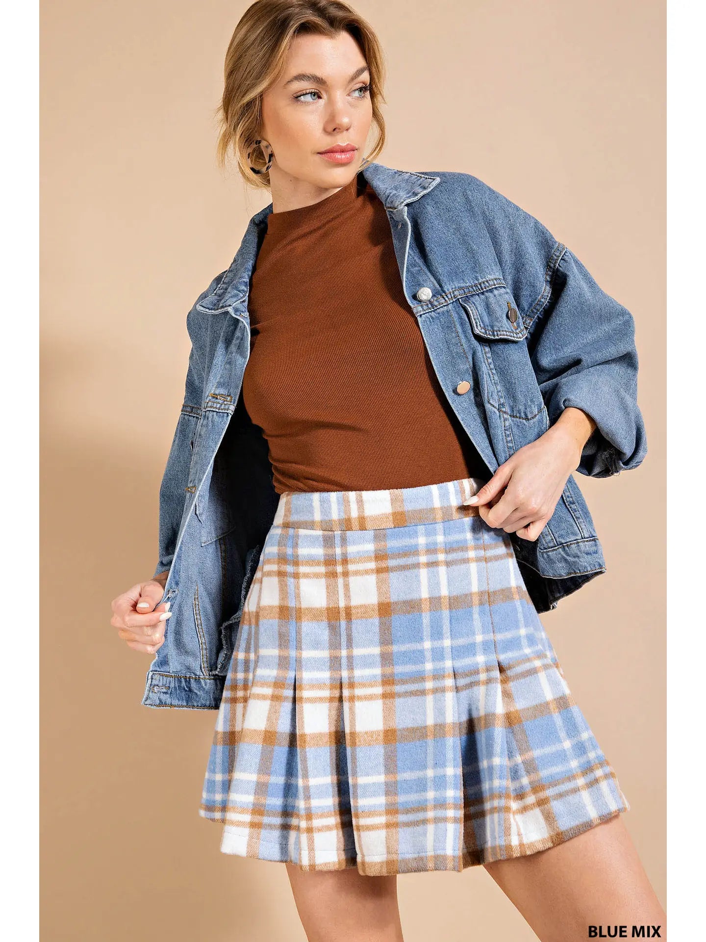 MINNIE PLAID PLEATED SKIRT