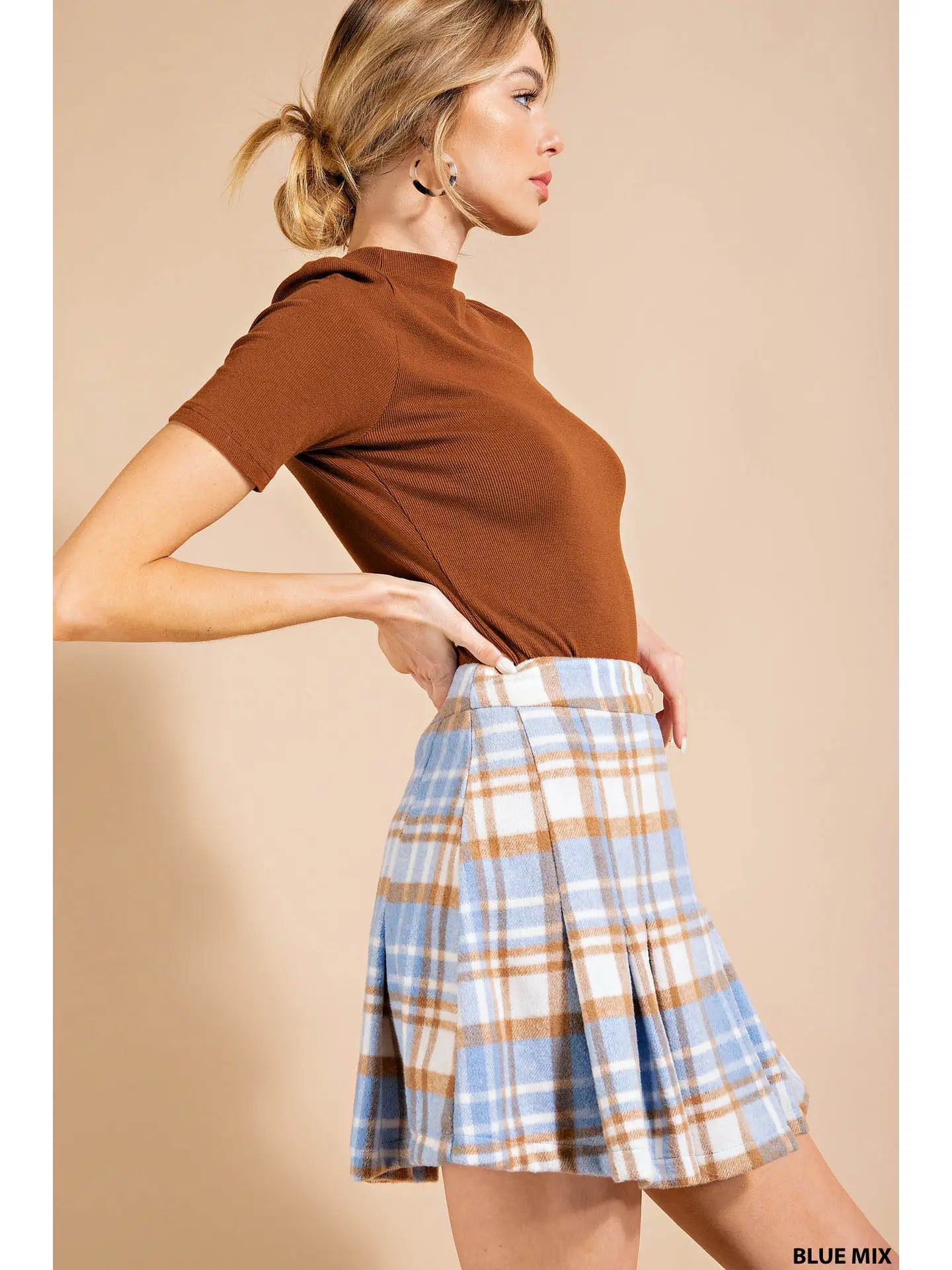 MINNIE PLAID PLEATED SKIRT