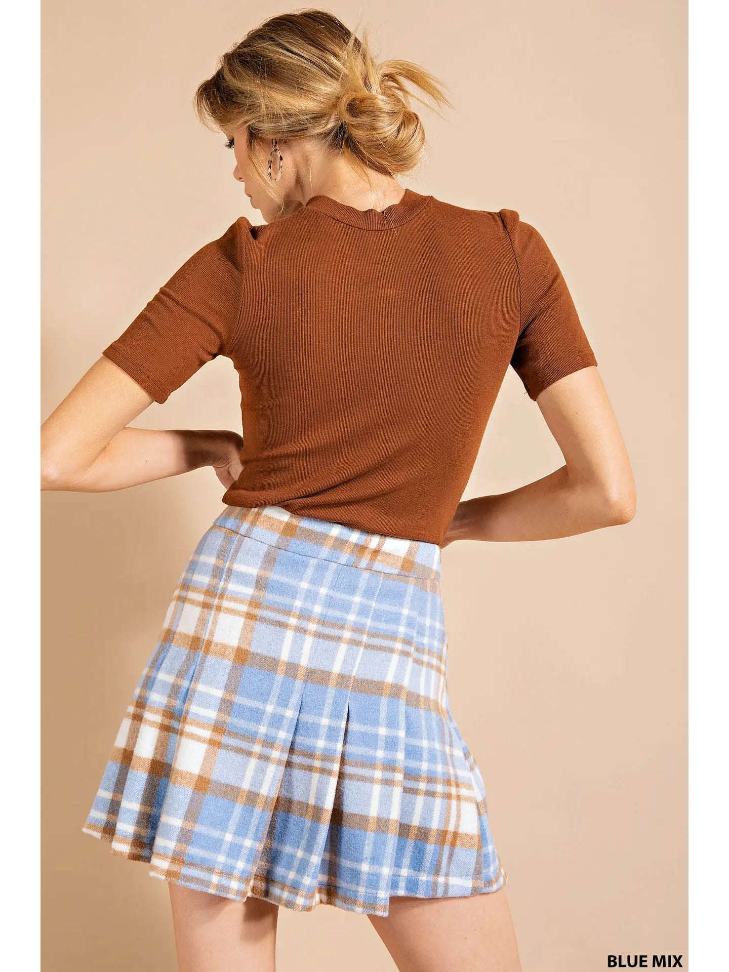 MINNIE PLAID PLEATED SKIRT