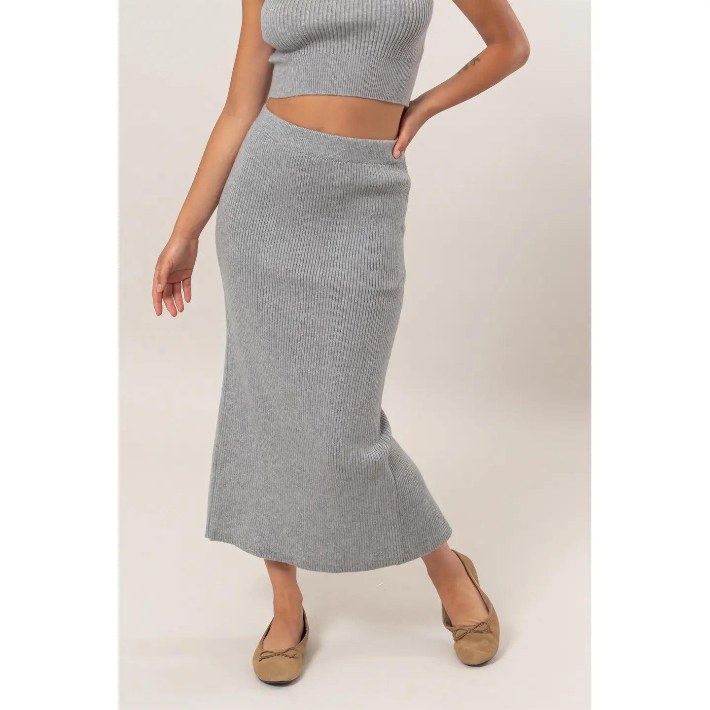 MONROE RIBBED SWEATER MIDI SKIRT