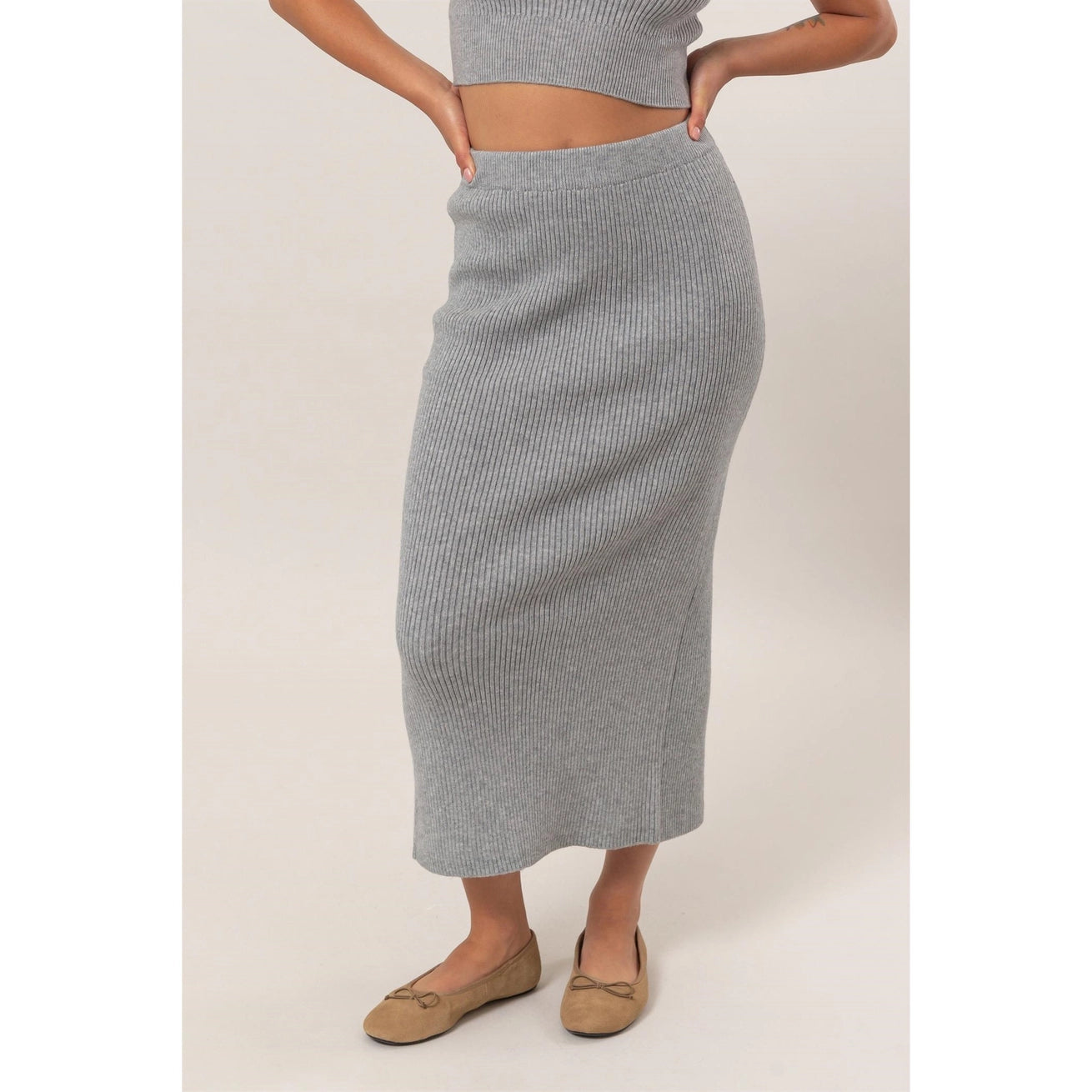 MONROE RIBBED SWEATER MIDI SKIRT