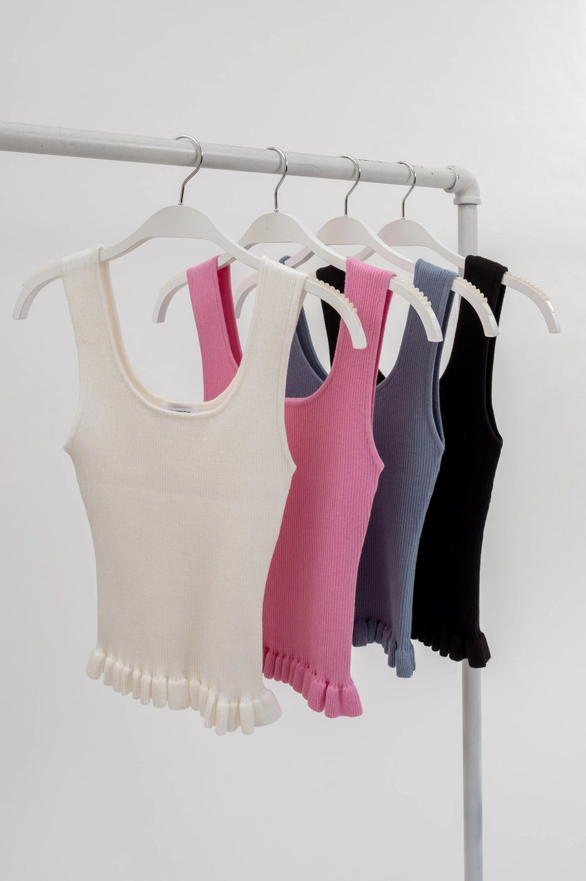 NORAH LETTUCE HEM SWEATER TANK | PINK