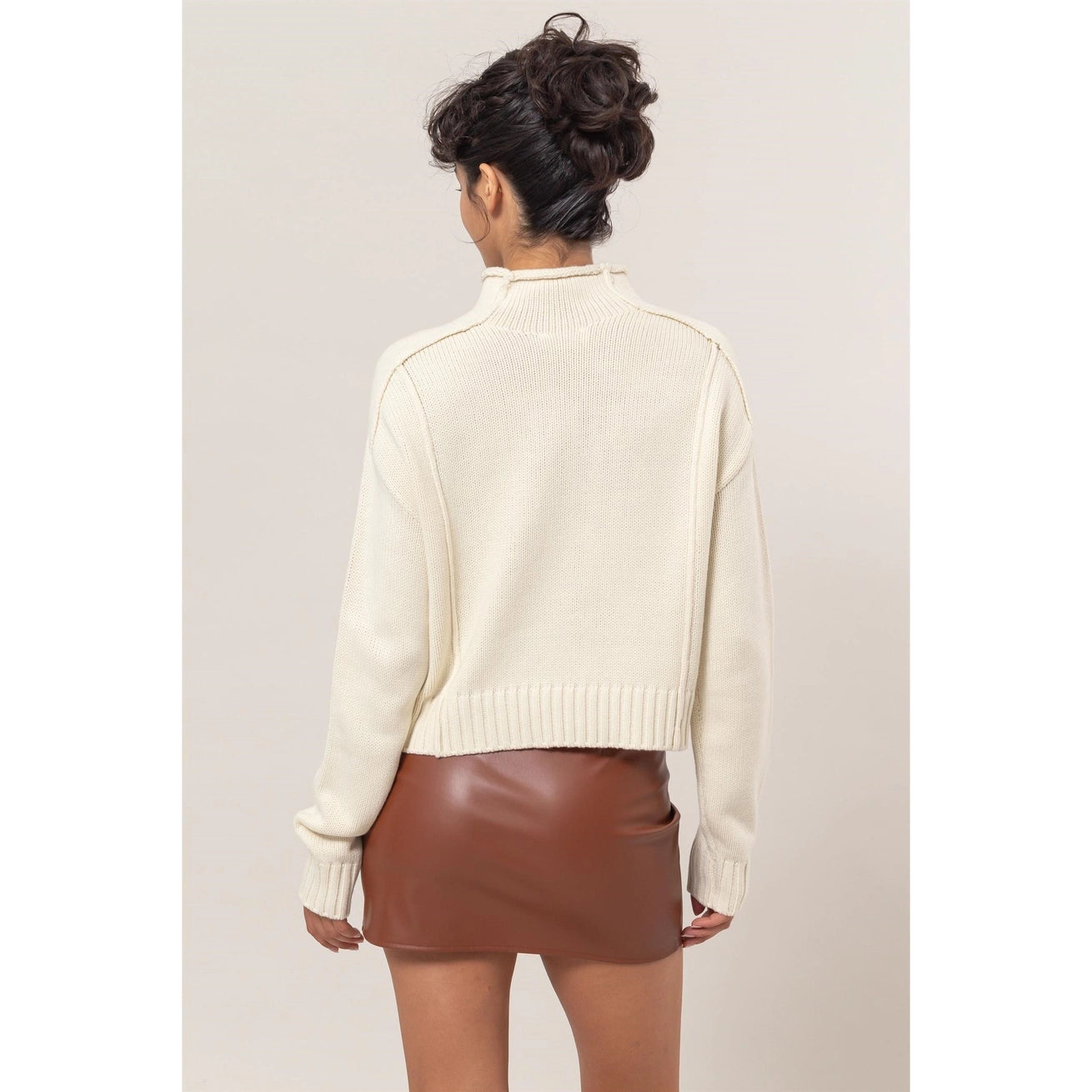 PERRI HIGH NECK REVERSE SEAM SWEATER