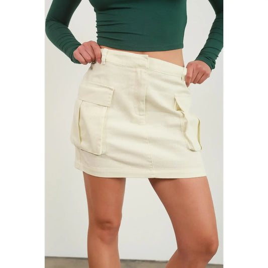 REIGN MINERAL WASHED CARGO MINI SKIRT