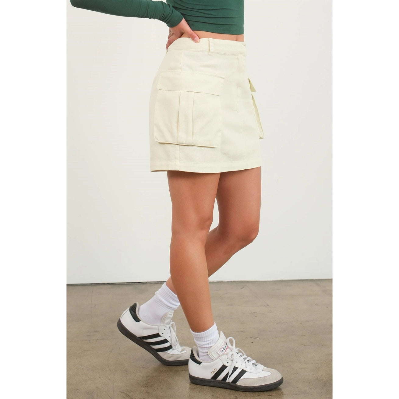 REIGN MINERAL WASHED CARGO MINI SKIRT