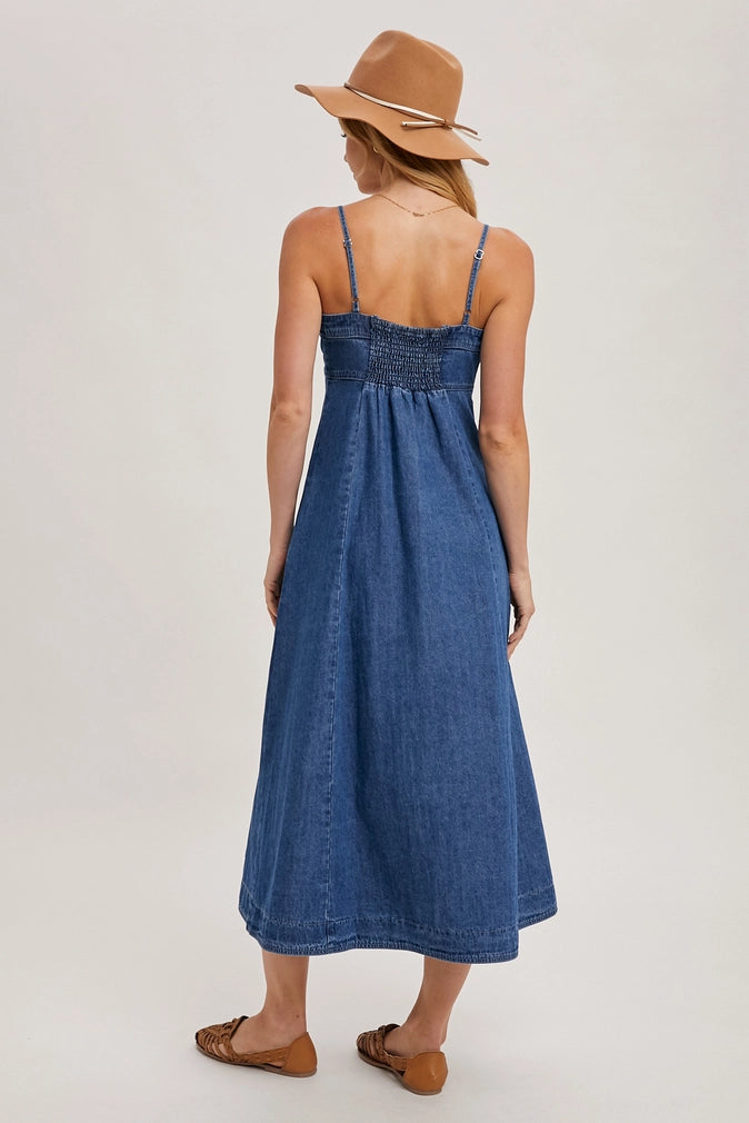 ROAN BUTTON DOWN DENIM MIDI DRESS