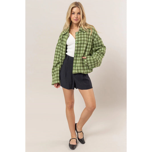 RORY TWEED PLAID OVERSIZED JACKET