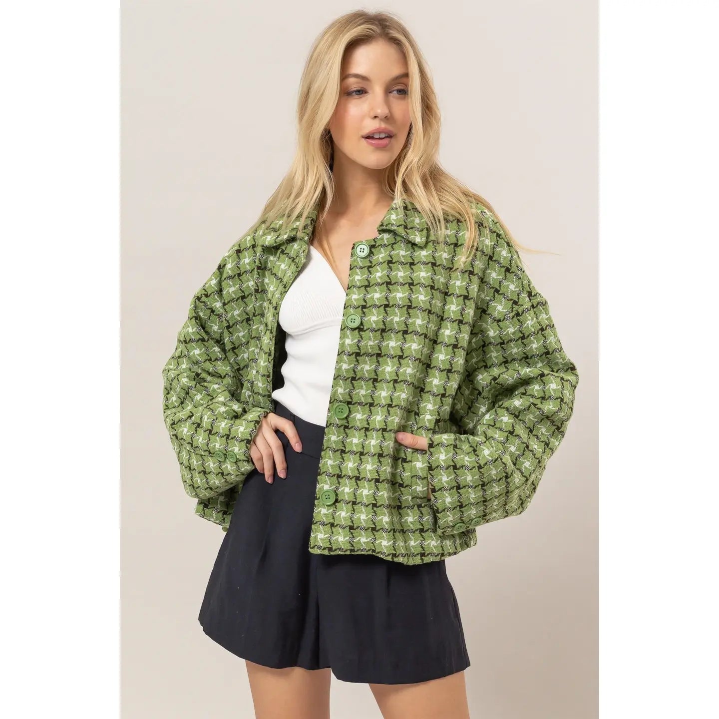 RORY TWEED PLAID OVERSIZED JACKET