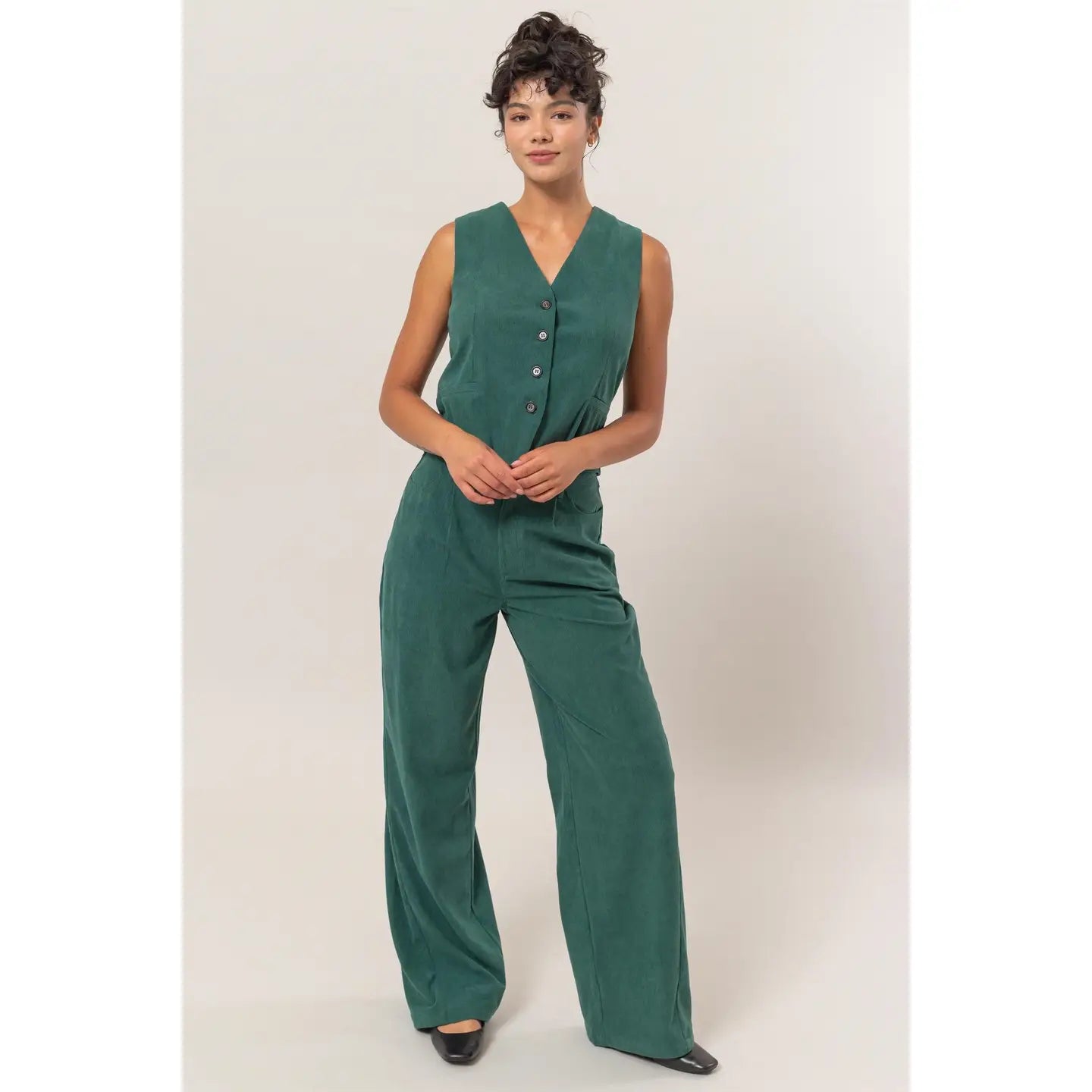 RUE CORDUROY WIDE LEG PANTS | GREEN