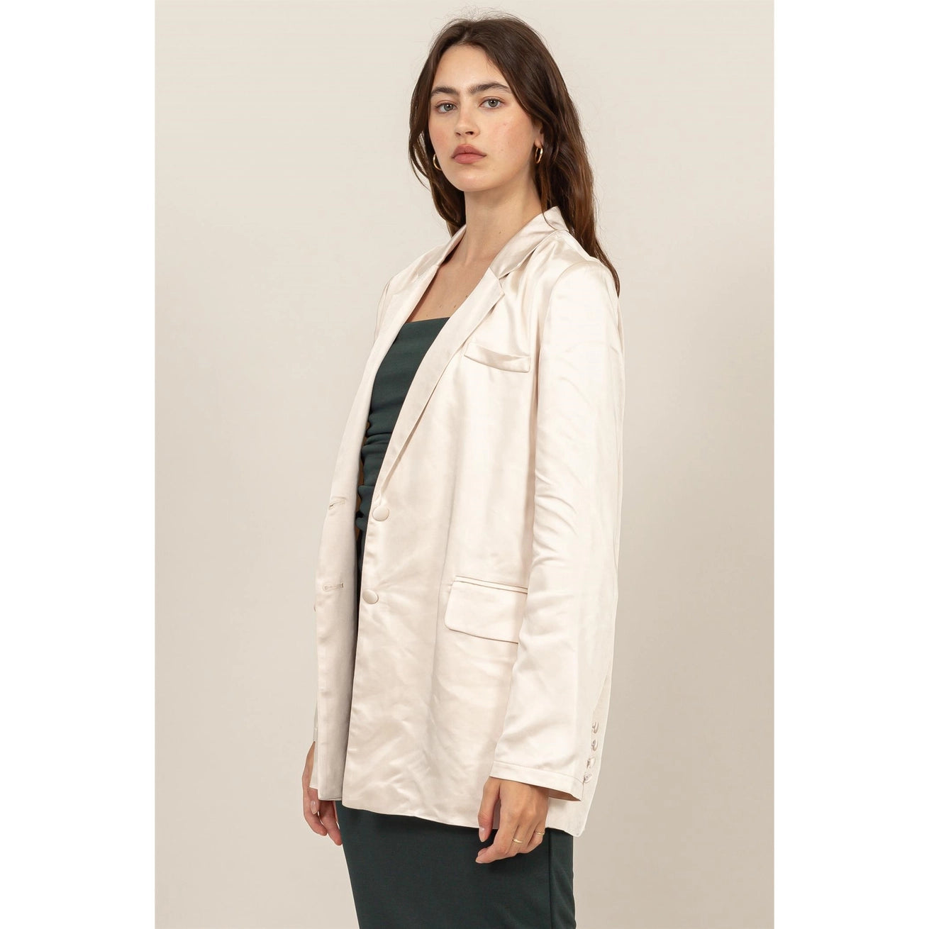 SAYLOR OVERSIZED SATIN BLAZER