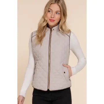 DELPHINE QUILTED VEST | PALE TAUPE