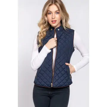 DELPHINE QUILTED VEST | NAVY