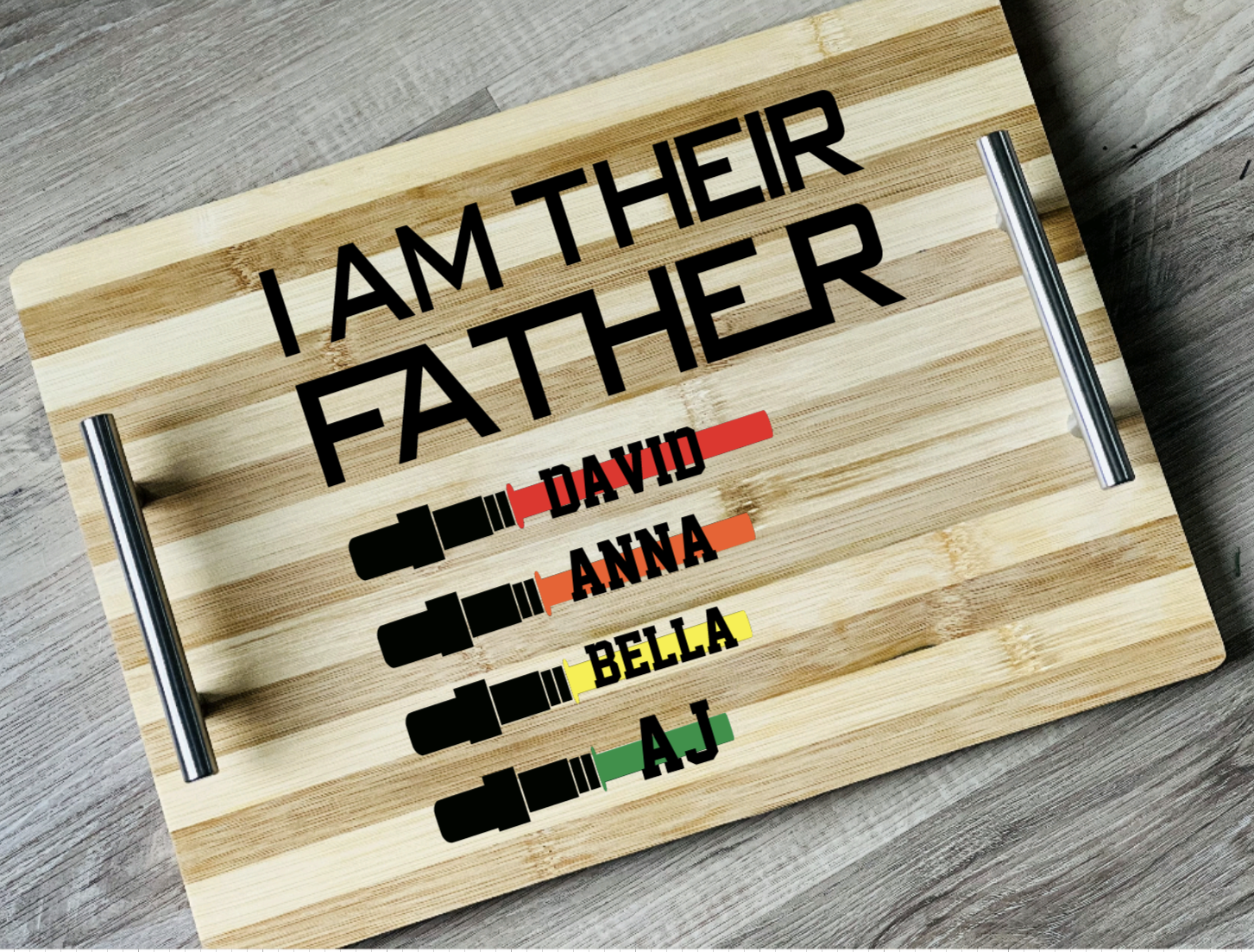 Personalized "I Am Their Father" Bamboo Charcuterie/Cutting/Serving Board