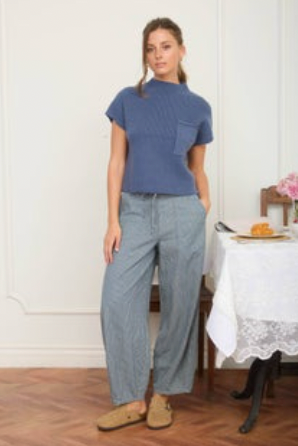 ALEXIA STRIPED DENIM PANTS