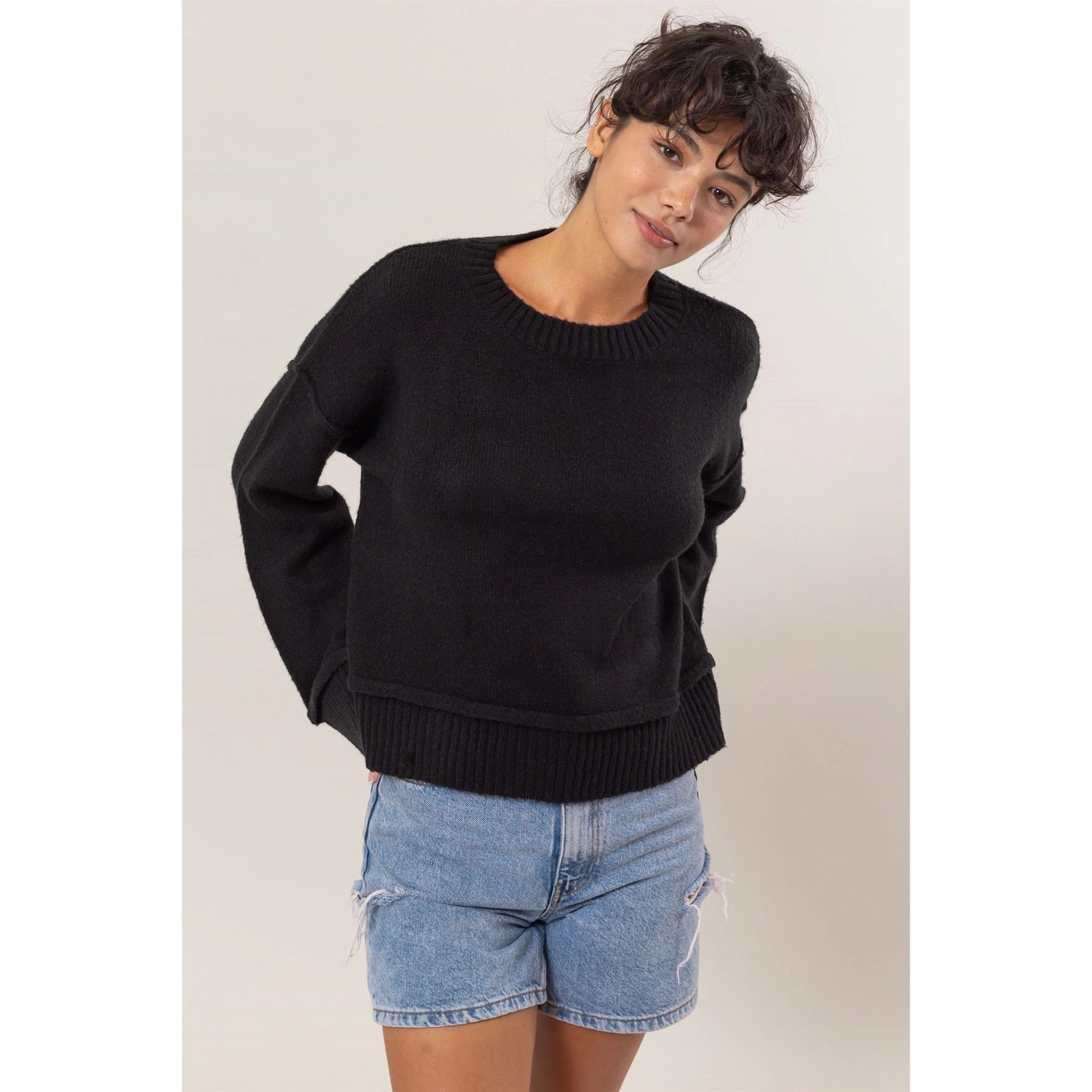 TASHA WIDE SLEEVE OVERSIZED SWEATER