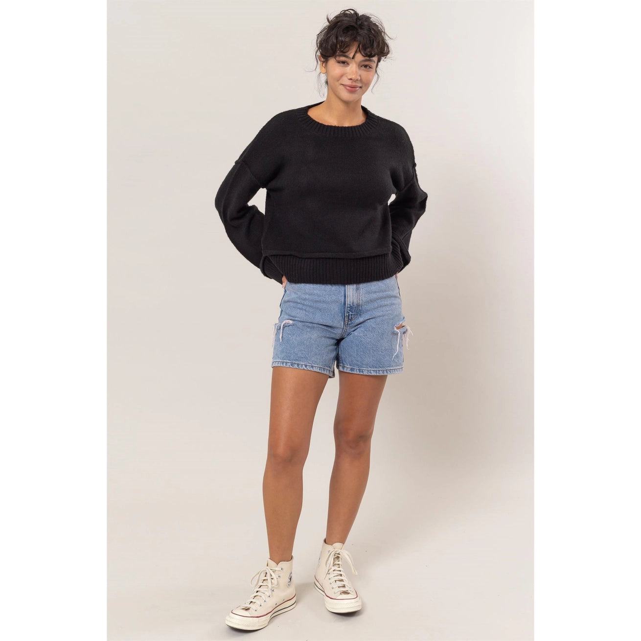 TASHA WIDE SLEEVE OVERSIZED SWEATER