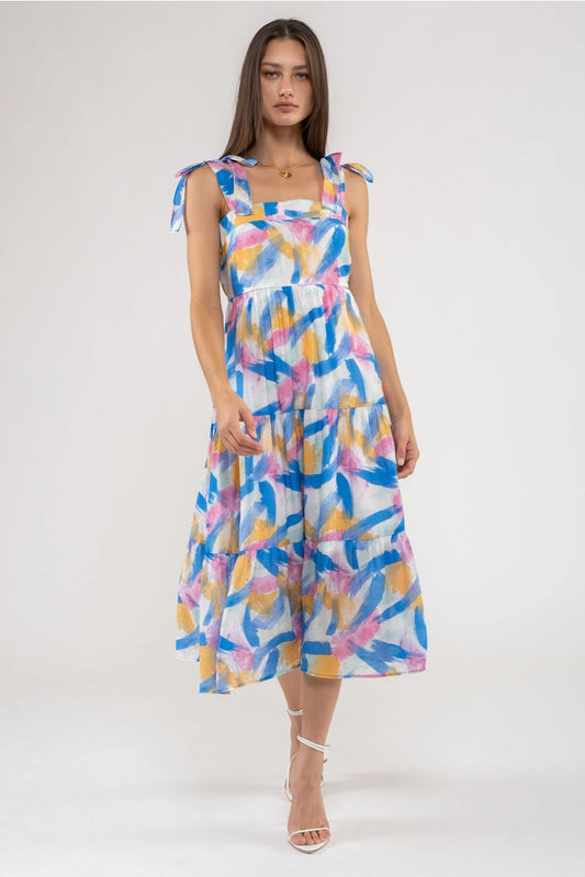 TAYLOR TIERED MIDI DRESS | BLUE