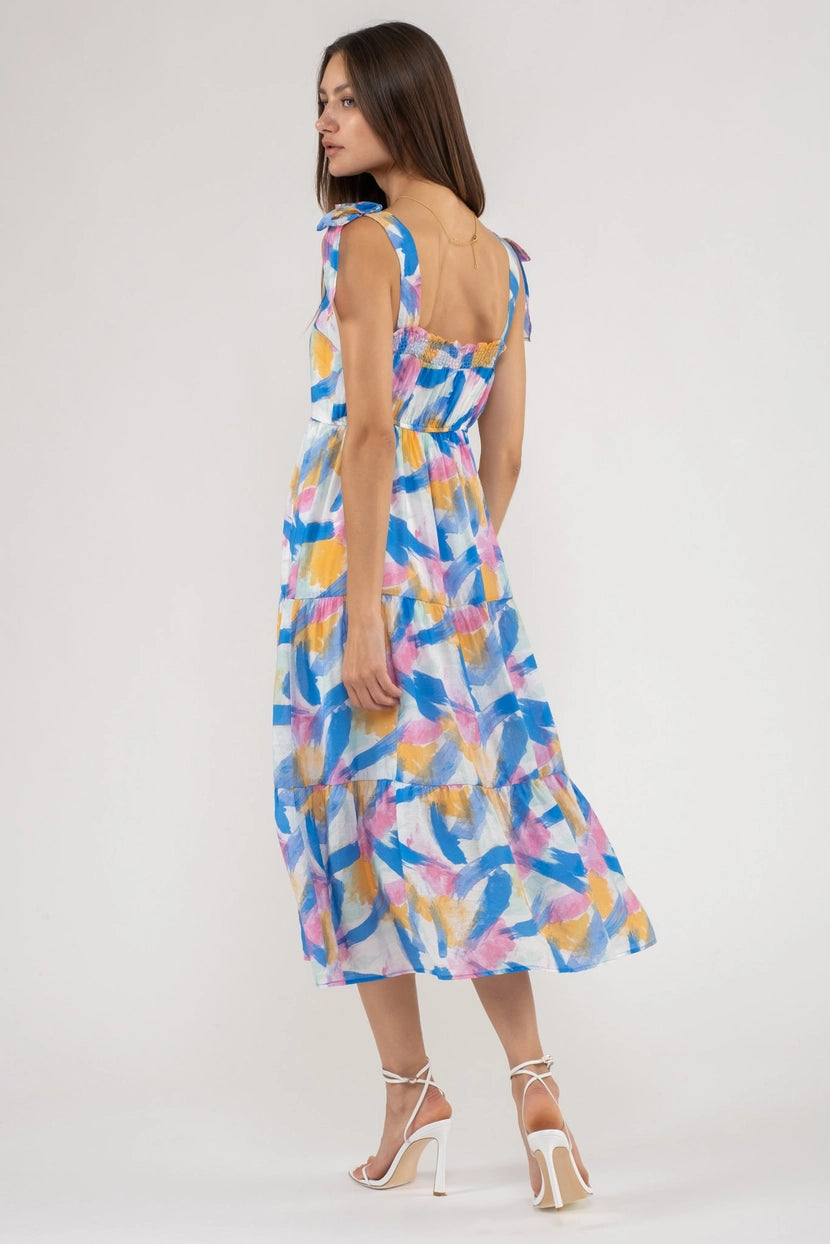 TAYLOR TIERED MIDI DRESS | BLUE