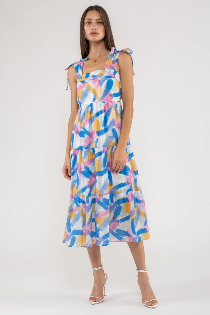 TAYLOR TIERED MIDI DRESS | BLUE