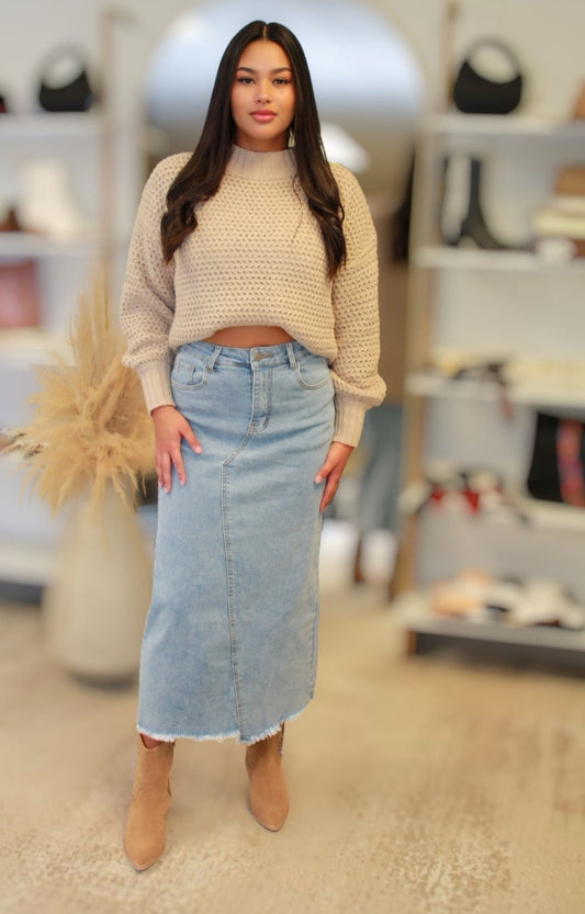 THEA DENIM MAXI SKIRT