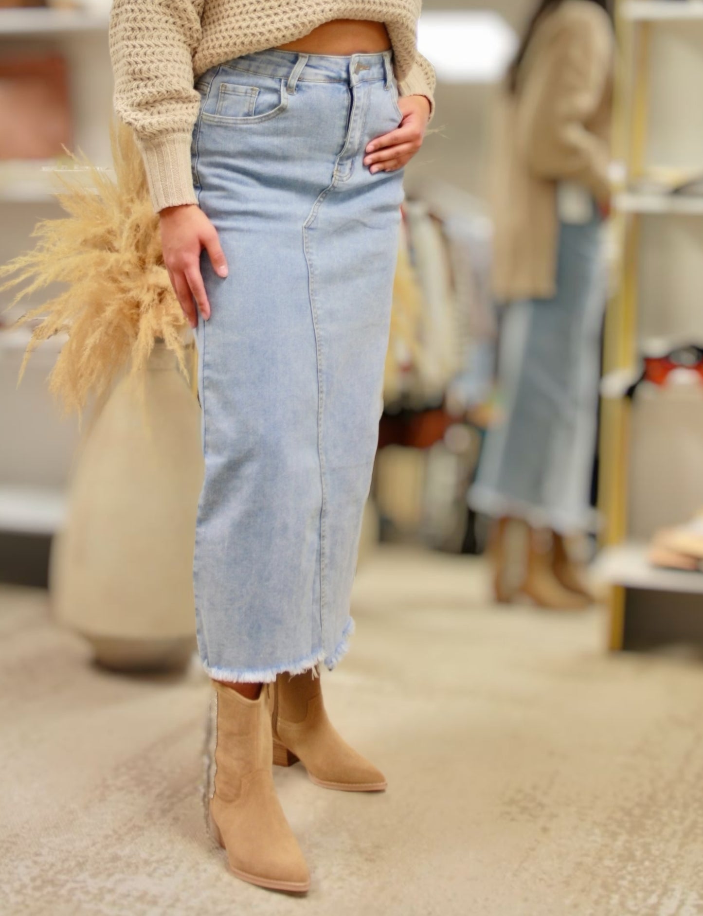 THEA DENIM MAXI SKIRT