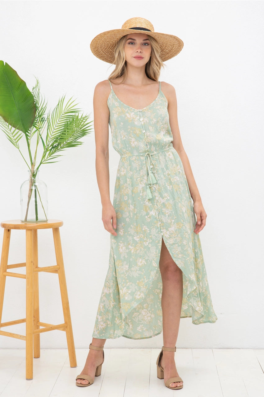 TONI TROPICAL FLORAL MIDI DRESS