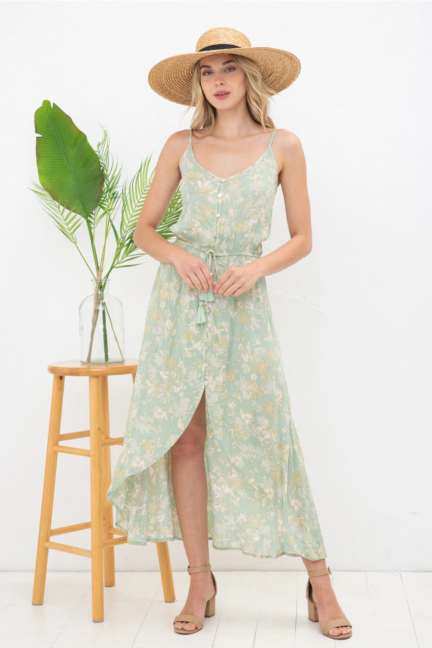 TONI TROPICAL FLORAL MIDI DRESS