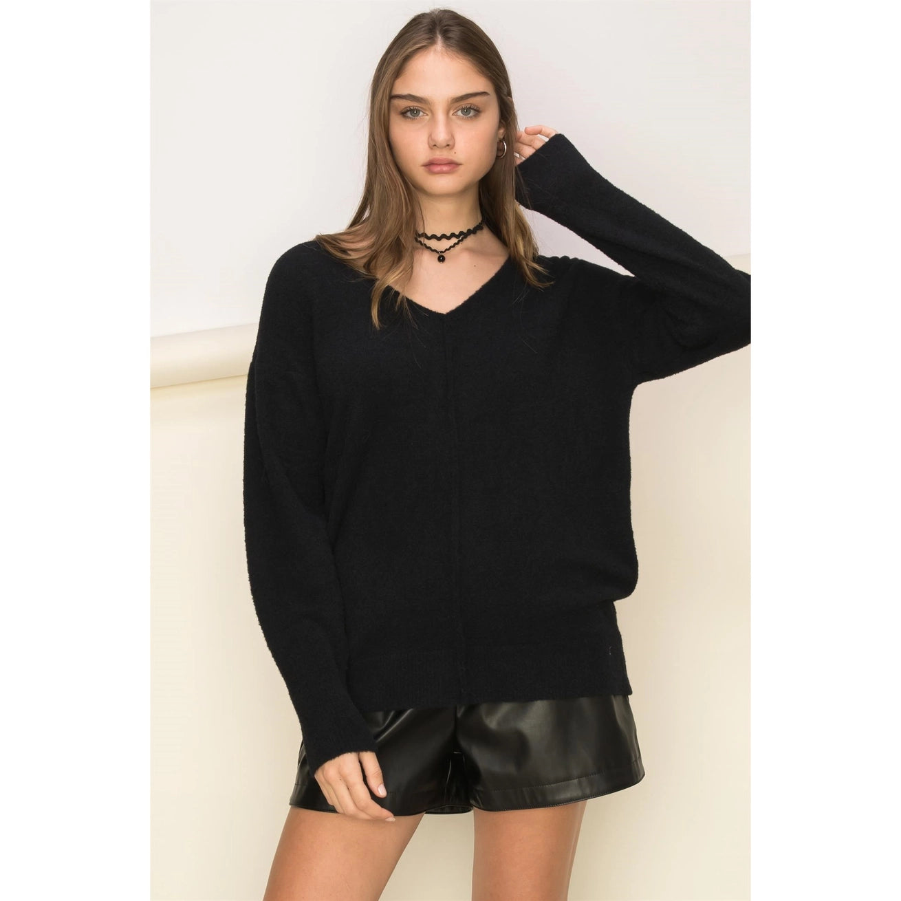 TURNER V NECK SWEATER | BLACK