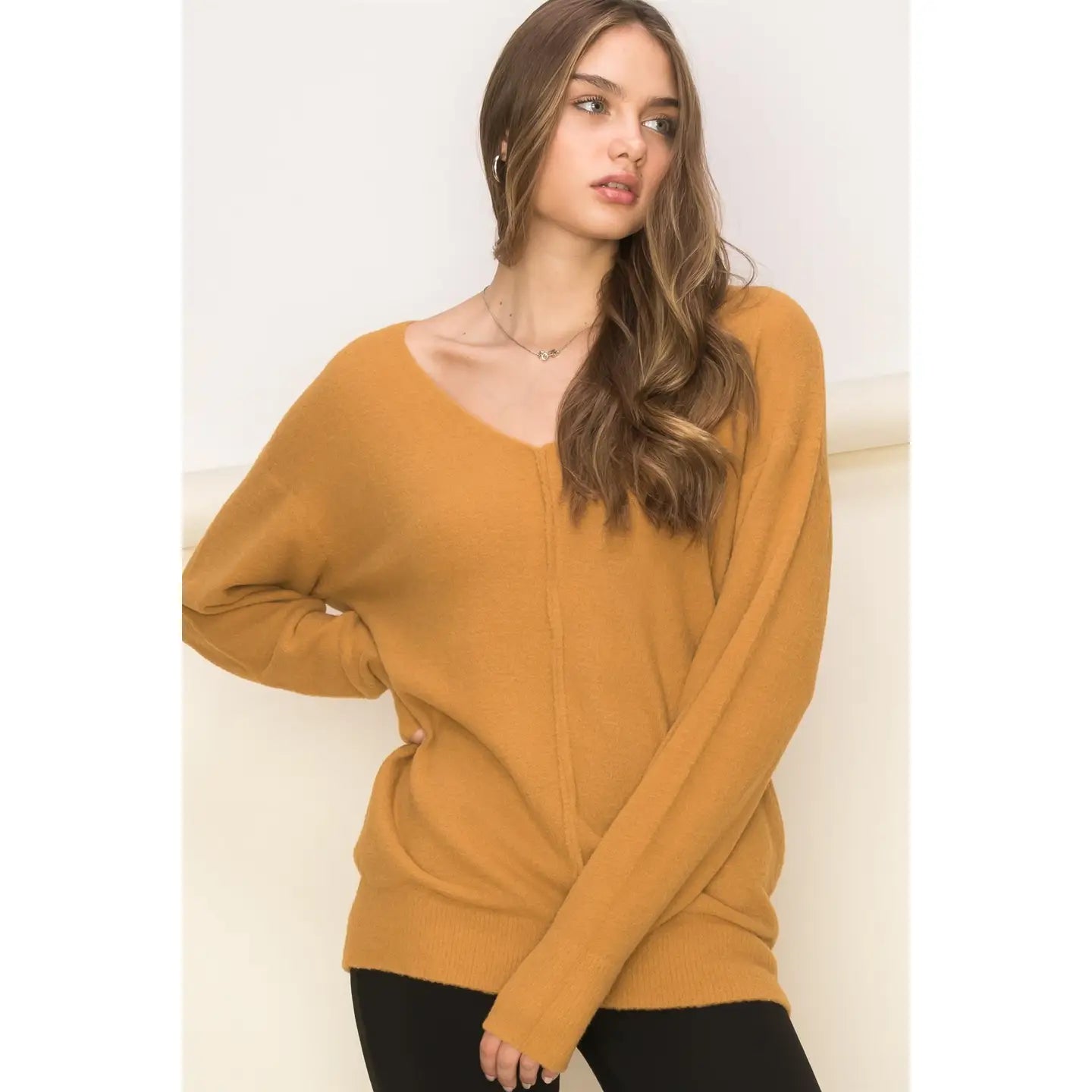 TURNER V NECK SWEATER | BROWN SUGAR